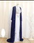 Off-White and Navy Blue Georgette Zari Kaftan Dress for Women