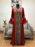Maroon luxurious Bell Sleeves Moroccan Kaftan with Sun Proof Hijab.