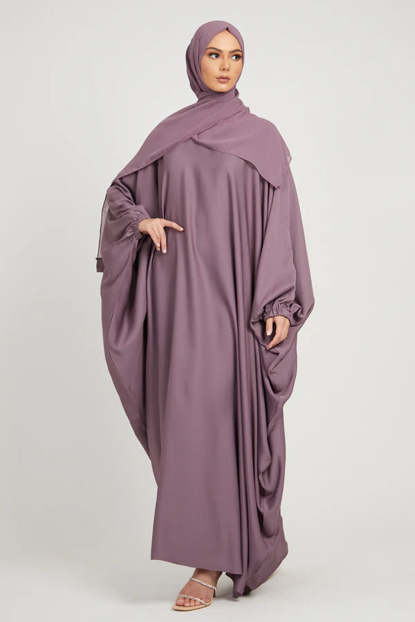 Mauve Crepe Plain Abaya
