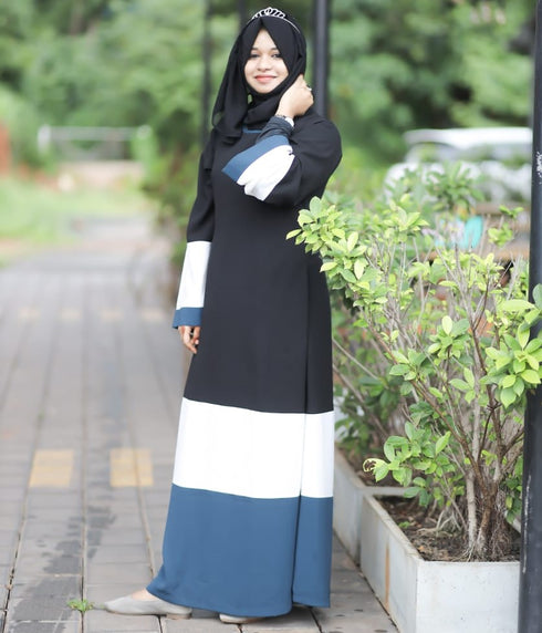 Multi Color Abaya In Nida Satin