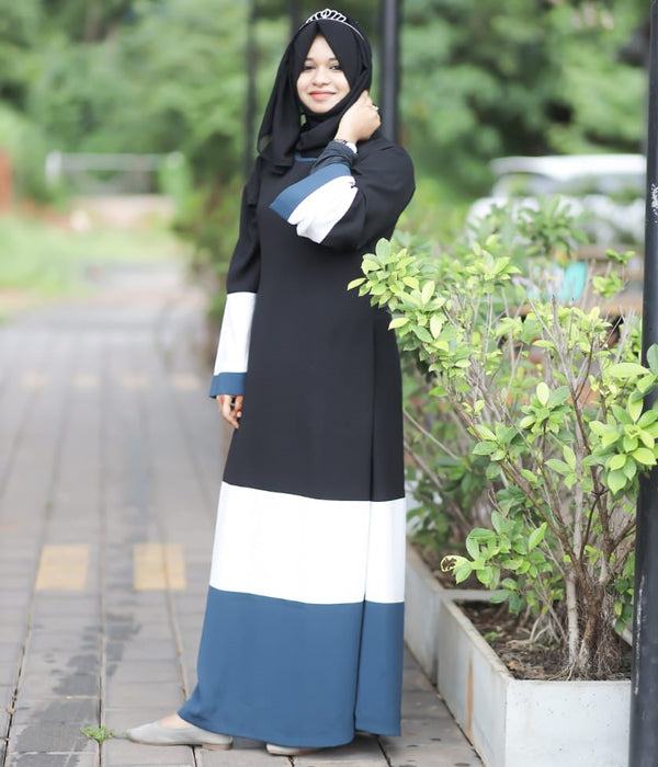 Multi Color Abaya In Nida Satin
