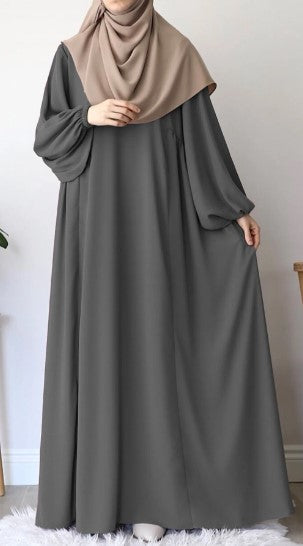 Grey Kashibo Plain Abaya