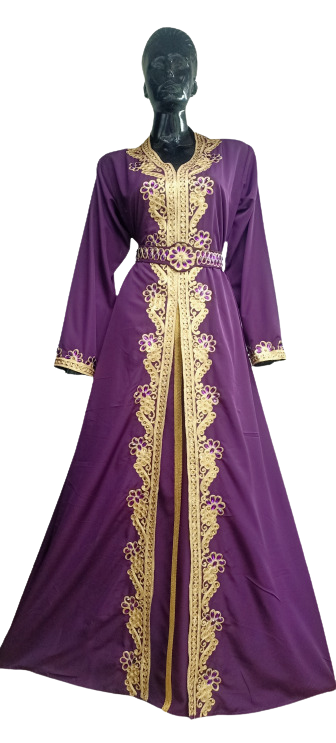 Purple Georgette Hand Woven Kaftan