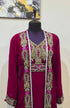 Maroon color luxurious Full Sleeves Handmade Two Piece Jacket Style Moroccan Kaftan.