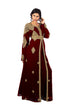 Marron Diamond Design luxurious Moroccan Kaftan With Sun-proof hijab.