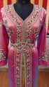 Maroon inner light gold color luxurious Full Sleeves Handmade Moroccan Kaftan.