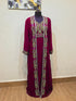 Maroon color luxurious Full Sleeves Handmade Two Piece Jacket Style Moroccan Kaftan.