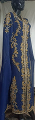 Navy Blue Royal Islamic Kaftan Beach Fancy Modern Floor Length Long Sleeve For Women Dress