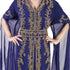 Navy Blue color luxurious Long Sleeves Handmade Moroccan Kaftan.Embroidered zari work hijab