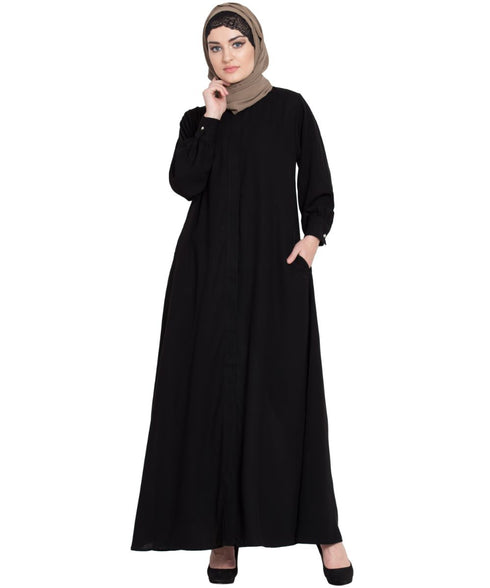 Black Nida Plain Abaya