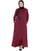 Maroon Embroidered Nida Abaya