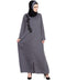 Grey Embroidered Nida Abaya