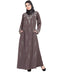 Brown Embroidered Nida Abaya