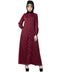 Maroon Nazneen Decorative Button Front Open Nida Abaya