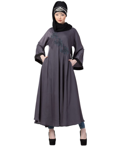 Blue Nazneen Hand Embroidered Umbrella Nida Abaya