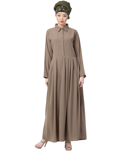 Black Nazneen Contrast Piping At Sleeve Casual Abaya