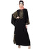 Black Nazneen Embroidered Butterfly Sleeve Party Abaya