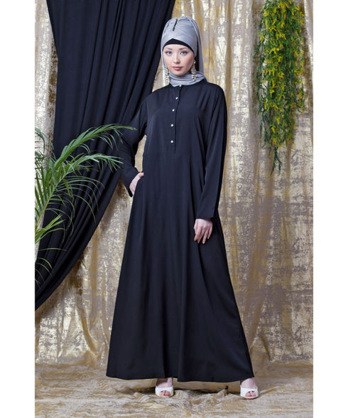 Black Nazneen Front Open Daily Wear Abaya