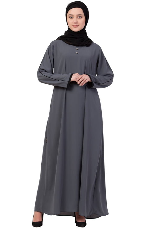 Grey Plain Nida Abaya