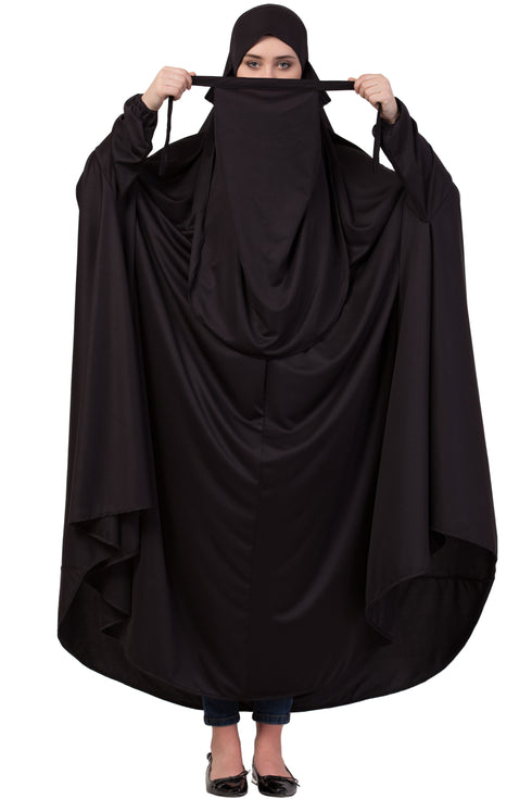 Black Plain Polyester Abaya