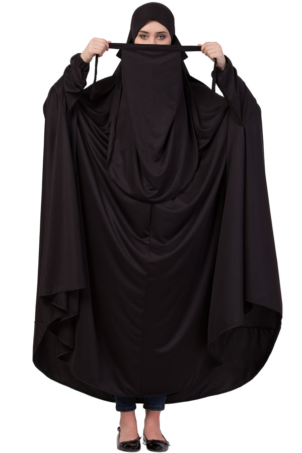 Black Plain Polyester Abaya