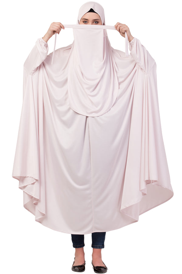 Pink Plain Polyester Abaya