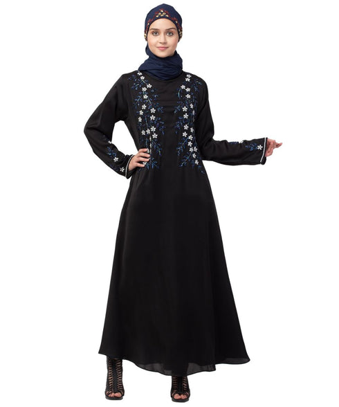 Nazneen front and Sleeve hand embroidered Party Abaya