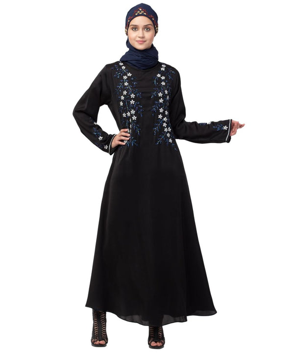 Nazneen front and Sleeve hand embroidered Party Abaya