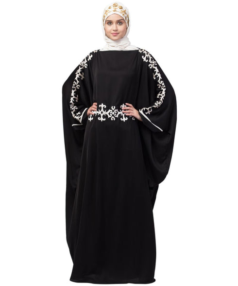 Nazneen waist and both sleeve resham embroidery Nida kaftan