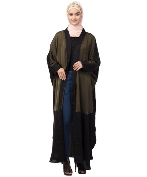 Nazneen two colors front open kaftan cum abaya