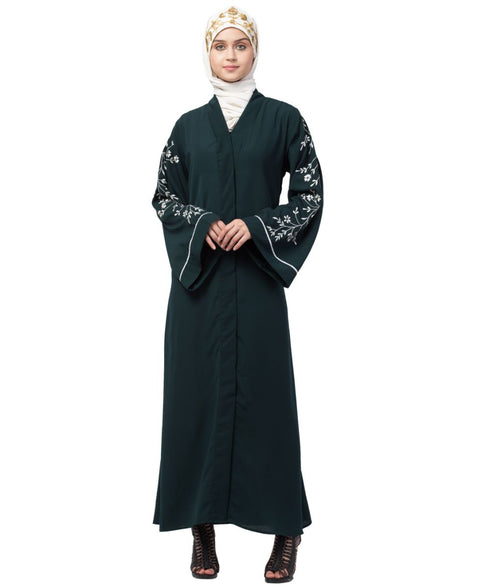 Nazneen Front Open Sleeve Resham Embroidery Abaya