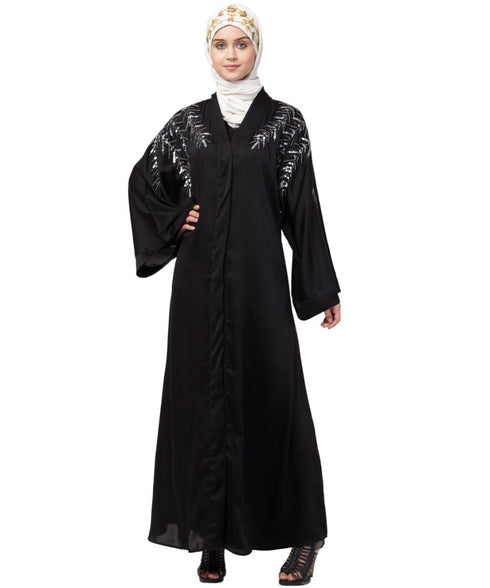 Nazneen Front Back hand embroidered Front open Dubai Abaya