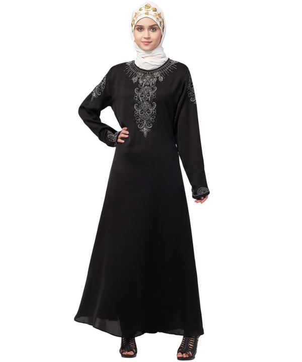 Nazneen Front and Sleeve Hand work A line Party Abaya