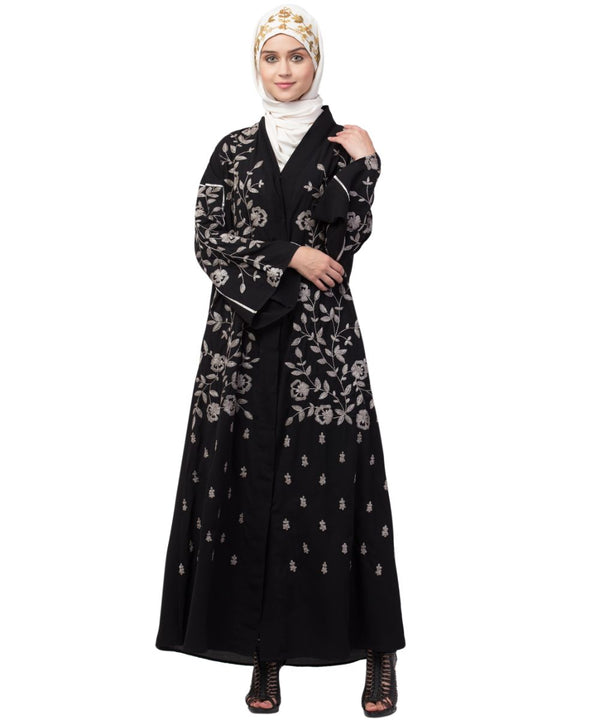 Nazneen full Zari embroidered front open part Abaya