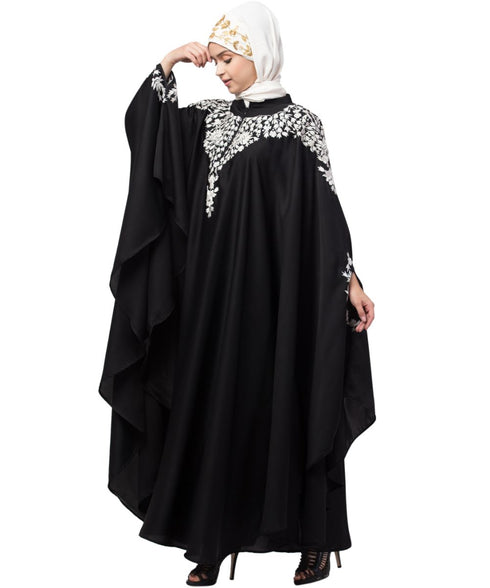 Nazneen Front to back & & and hand opening Resham Embroidery Irani Kaftan