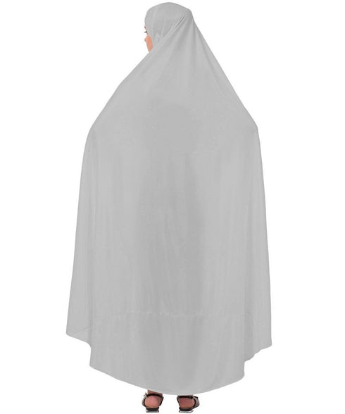 Silver Grey 100% Polyester Knits -Jersey Extra Nose Piece Head To Toe Free Size hijab