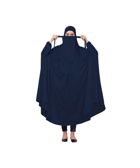 Navy Blue 100% Viscose Knits-Jersey Extra Nose Piece Head To Toe Free Size hijab