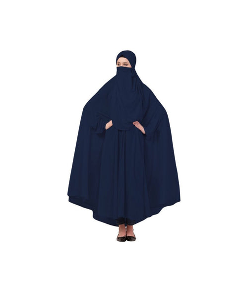 Navy Blue 100% Viscose Knits-Jersey Extra Nose Piece Head To Toe Free Size hijab