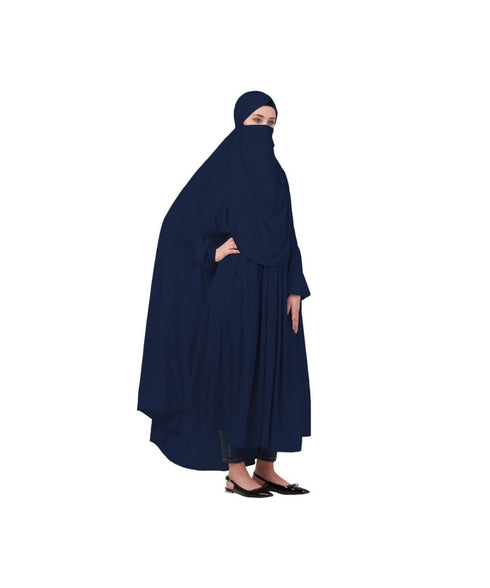 Navy Blue 100% Viscose Knits-Jersey Extra Nose Piece Head To Toe Free Size hijab