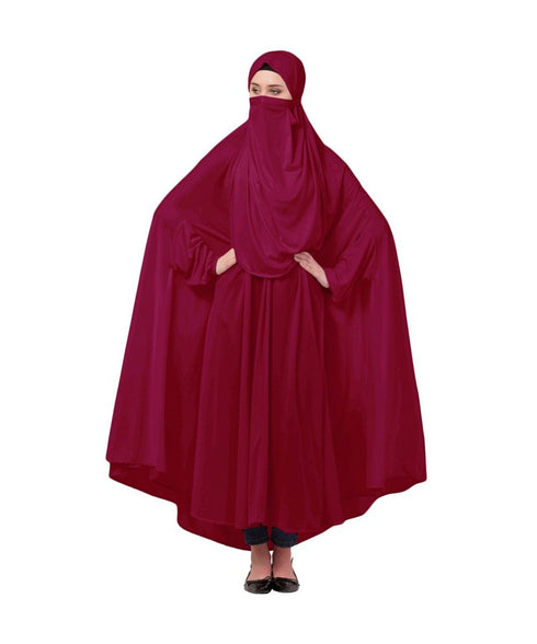 Maroon 100% Viscose Knits-Jersey Extra Nose Piece Head To Toe Free Size hijab