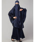 Navy Premium Shine Nida Two pc Khimer & Skirt Ready to wear Instant Hijab cum Naqab Set
