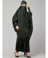 Batle Green Premium Shine Nida Two pc Khimer & Skirt Ready to wear Instant Hijab cum Naqab Set