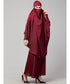 Maroon Premium Shine Nida Two pc Khimer & Skirt Ready to wear Instant Hijab cum Naqab Set