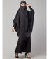 Dark Grey Premium Shine Nida Two pc Khimer & Skirt Ready to wear Instant Hijab cum Naqab Set
