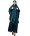 Nazneen Hijab & Naqab Set Two-Piece Full Sleeve Teal Plain