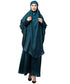 Nazneen Hijab & Naqab Set Two-Piece Full Sleeve Teal Plain