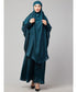 Nazneen Hijab & Naqab Set Two-Piece Full Sleeve Teal Plain