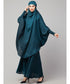 Nazneen Hijab & Naqab Set Two-Piece Full Sleeve Teal Plain
