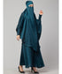 Nazneen Hijab & Naqab Set Two-Piece Full Sleeve Teal Plain