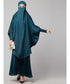 Nazneen Hijab & Naqab Set Two-Piece Full Sleeve Teal Plain
